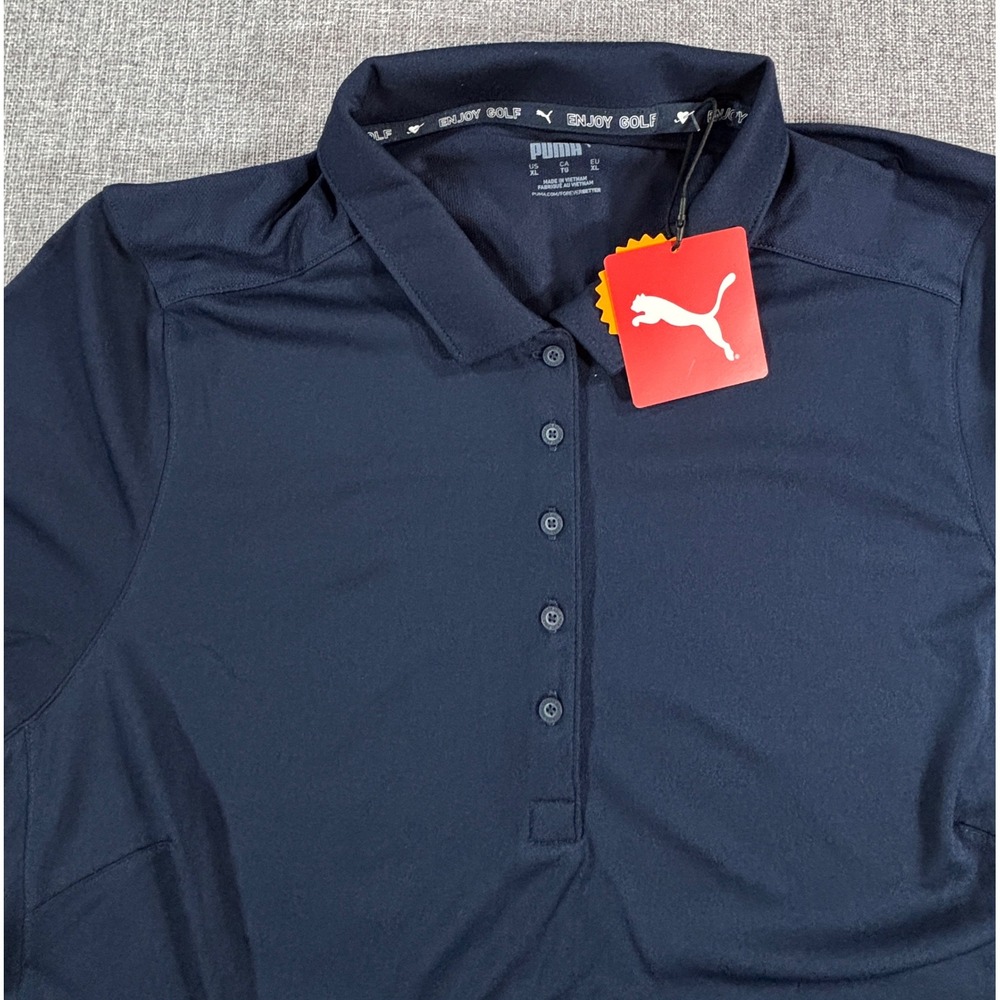 Puma Gamer Polo Golf Shirt Short Sleeve UPF 50 Navy Blue Womens Size XL NWT - Picture 3 of 11
